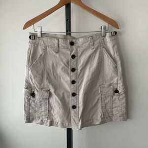 JAG Jeans Boardwalk Button Front Cargo Utility Mini Skirt Bay Twill Khaki Tan